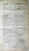 COOKERY.  Glasse, Hannah. The New Art of Cookery, made Plain and Easy.  1773.  Dublin edition, with bookplate of Lady Augusta Gregory.